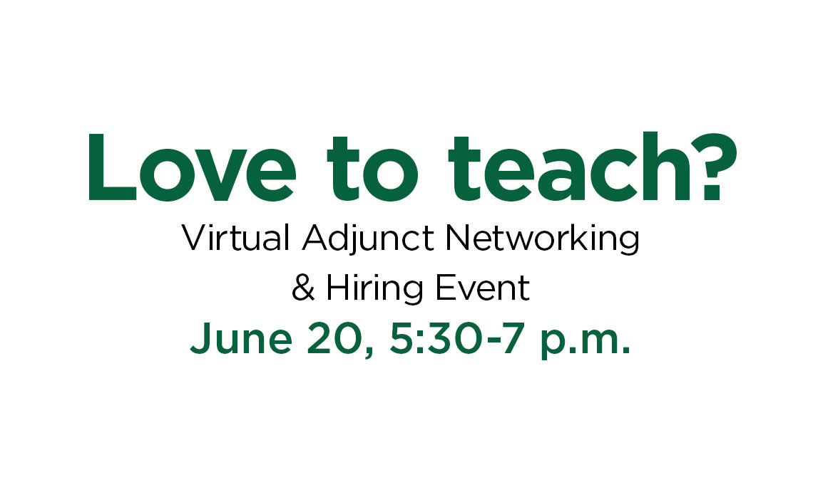 Love to teach? Virtual Adjunct Networking &amp; Hiring event June 20, 5:30-7 pm