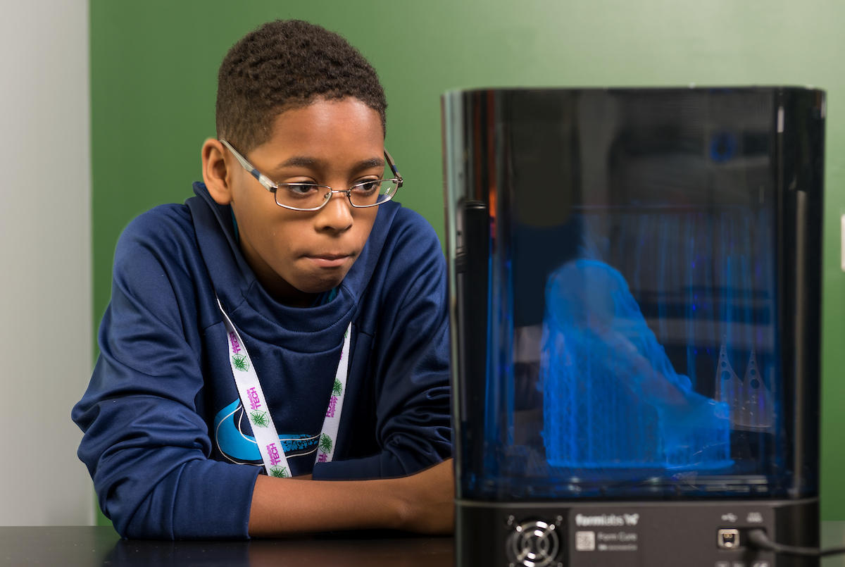 Adventure Tech student in 3D printing day camp
